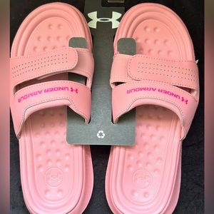 NEW Under Armour Womens Pink Slides - Size 10